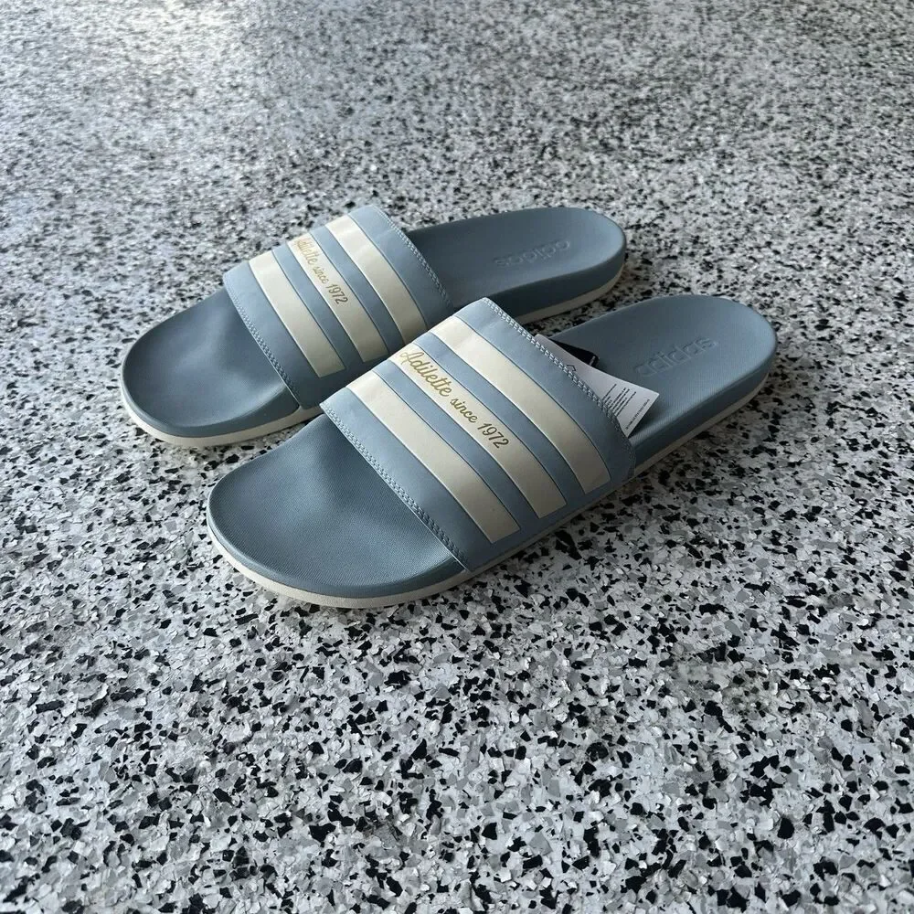 Adidas Adilette Slides Mens 18 Slip On Flip Flops GX4300 Blue Comfort Striped